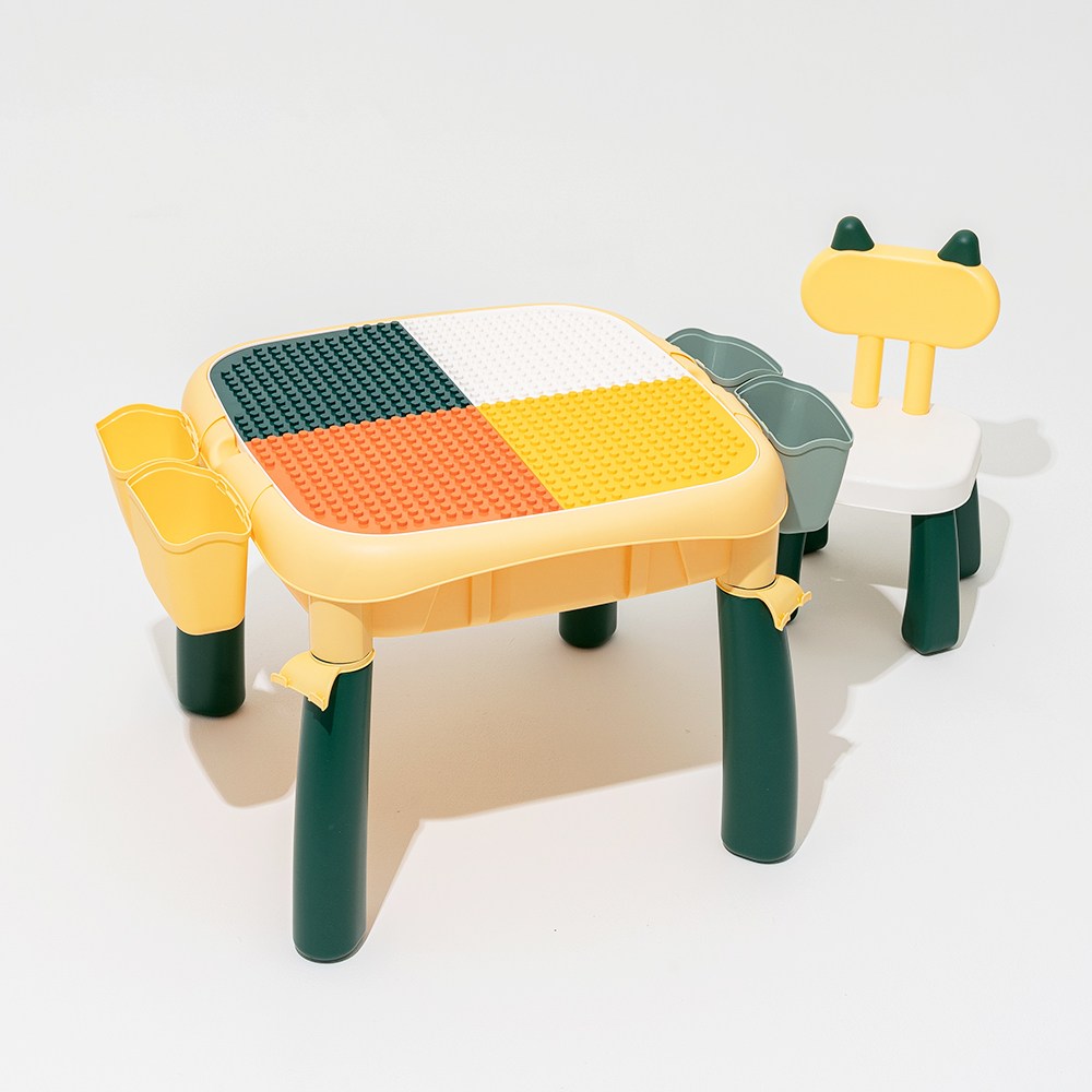 [듀플로 호환 가능] 뮤고랑 블록놀이 높낮이 조절이 되는 레고 테이블 의자 세트, 포레스트(테이블1 의자1), 1박스 67,900원