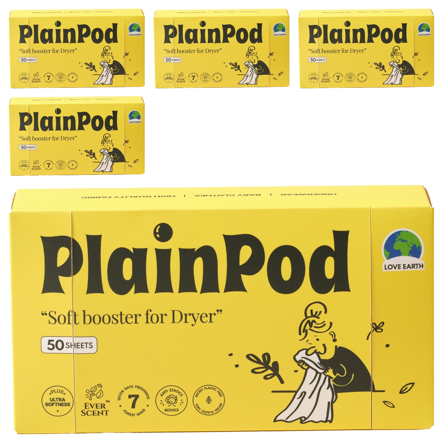 플레인팟 소프트부스터 50 건조기 시트 포레스트 윈드향, 5개, 50매입 69,500원