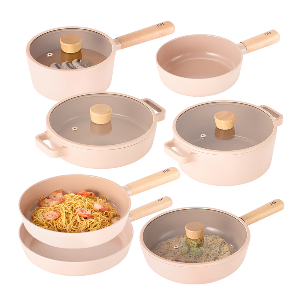 네오플램 국산 IH 인덕션 피카 오브제 편수냄비 18cm + 전골냄비 22cm + 양수냄비 22cm + 쁘띠웍 18cm + 프라이팬 24cm + 28cm + 궁중팬 뚜껑포함 26cm 세트 307,100원