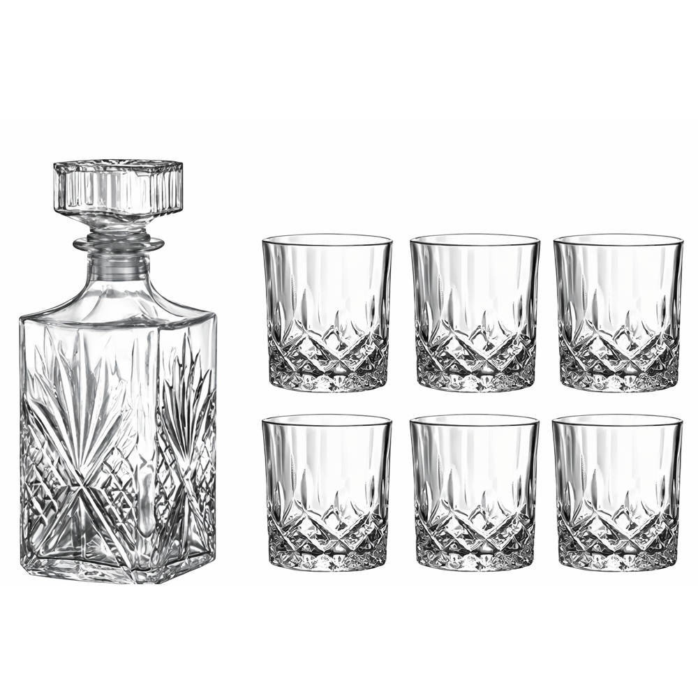 크리스탈 커팅 유리 양주 위스키 디캔터 750ml+220ml 잔 6p 25,800원