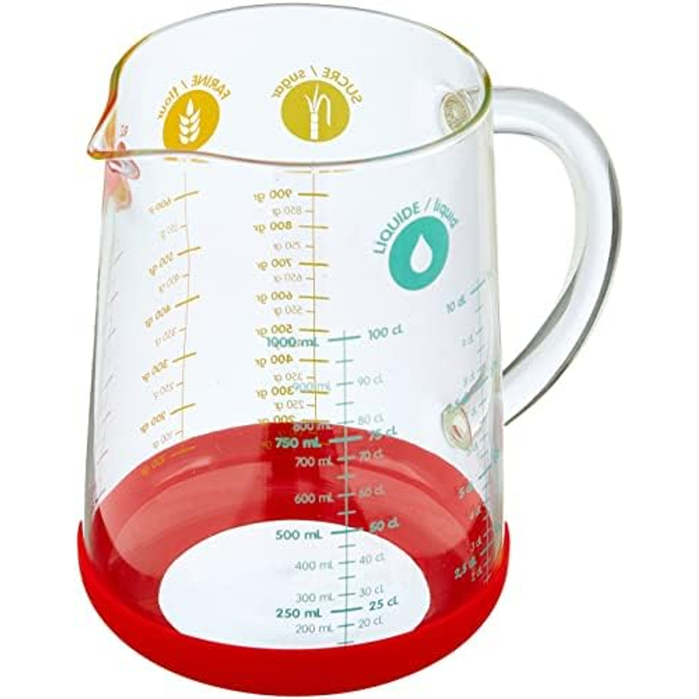 Pebbly  1L 유리 계량컵 미끄럼 방지 실리콘 베이스 4가지 단위 측정 70,310원