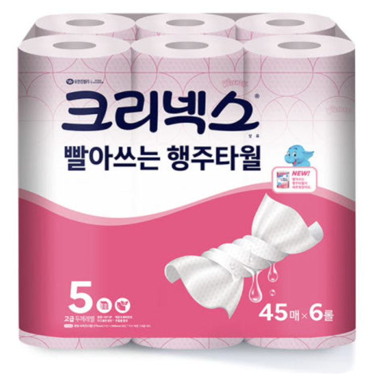 스카트 크리넥스 핑크 위생 행주 빨아쓰는 행주타월 키친타올 45매 x 6롤 코스트코, 1세트 31,980원