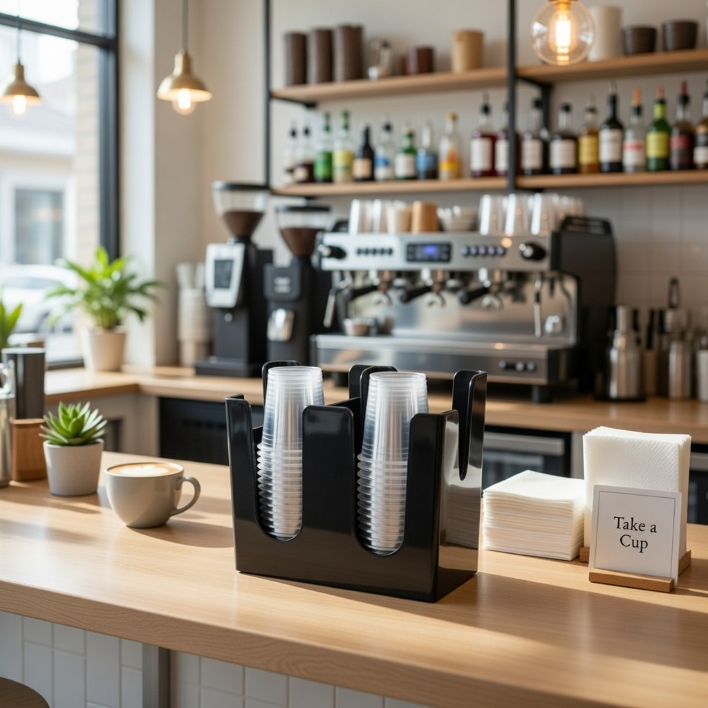 팩토리얼 카페 컵홀더 디스펜서 테이크아웃 업소용 일회용컵 컵보관함, 블랙, 1개 15,000원