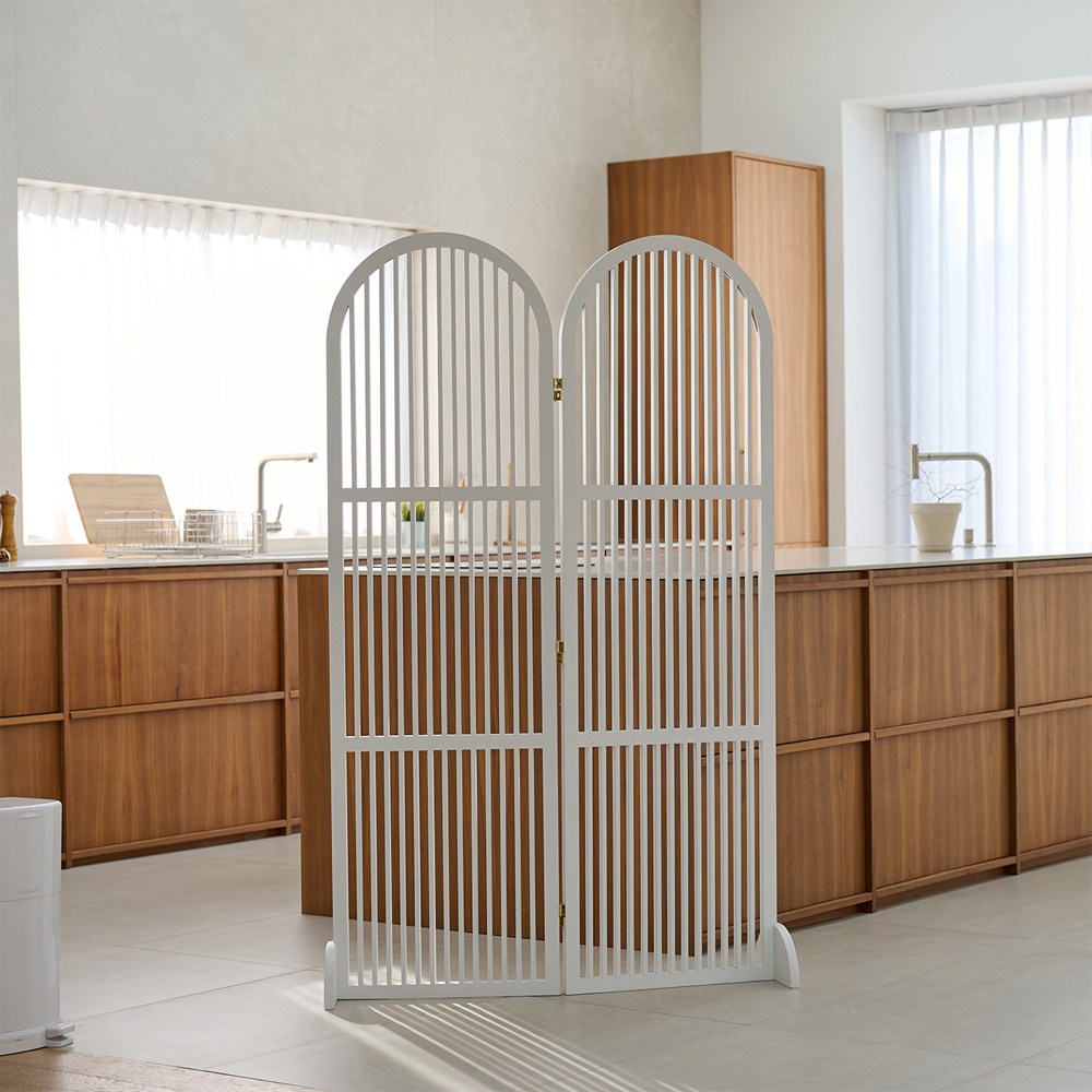 까사라움 원목 인테리어 라운드 스트라이프 1600 2단 접이식 공간분리 파티션 3color 149,000원