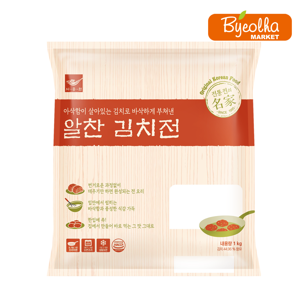 사옹원 알찬 김치전 1kg 대용량 업소용 식자재 식당용 부침개 한식 반찬 전 벌크포장, 1kg, 1개 8,300원