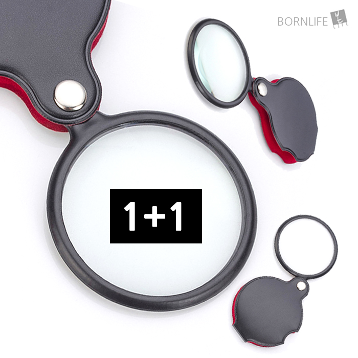 본라이프 1+1 큰사이즈 고배율 작은글씨 확대 독서용 교재용 책돋보기 엄마아빠 할머니 할아버지 효도선물 폴딩 포켓 휴대용 접이식 돋보기 노안 확대경 케이스포함 10배율 손잡이돋보기, 2개 7,860원