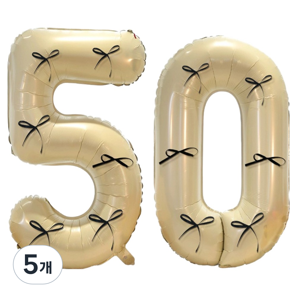 문구담 생일 기념일 이벤트 장식 대형 숫자풍선 50, 크림, 5개 47,500원
