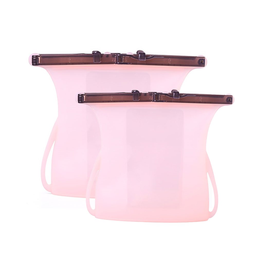 [세트상품] 실리콘지퍼백 똑딱이형 1000 / 1500 2종세트, 1세트, 핑크 51,000원