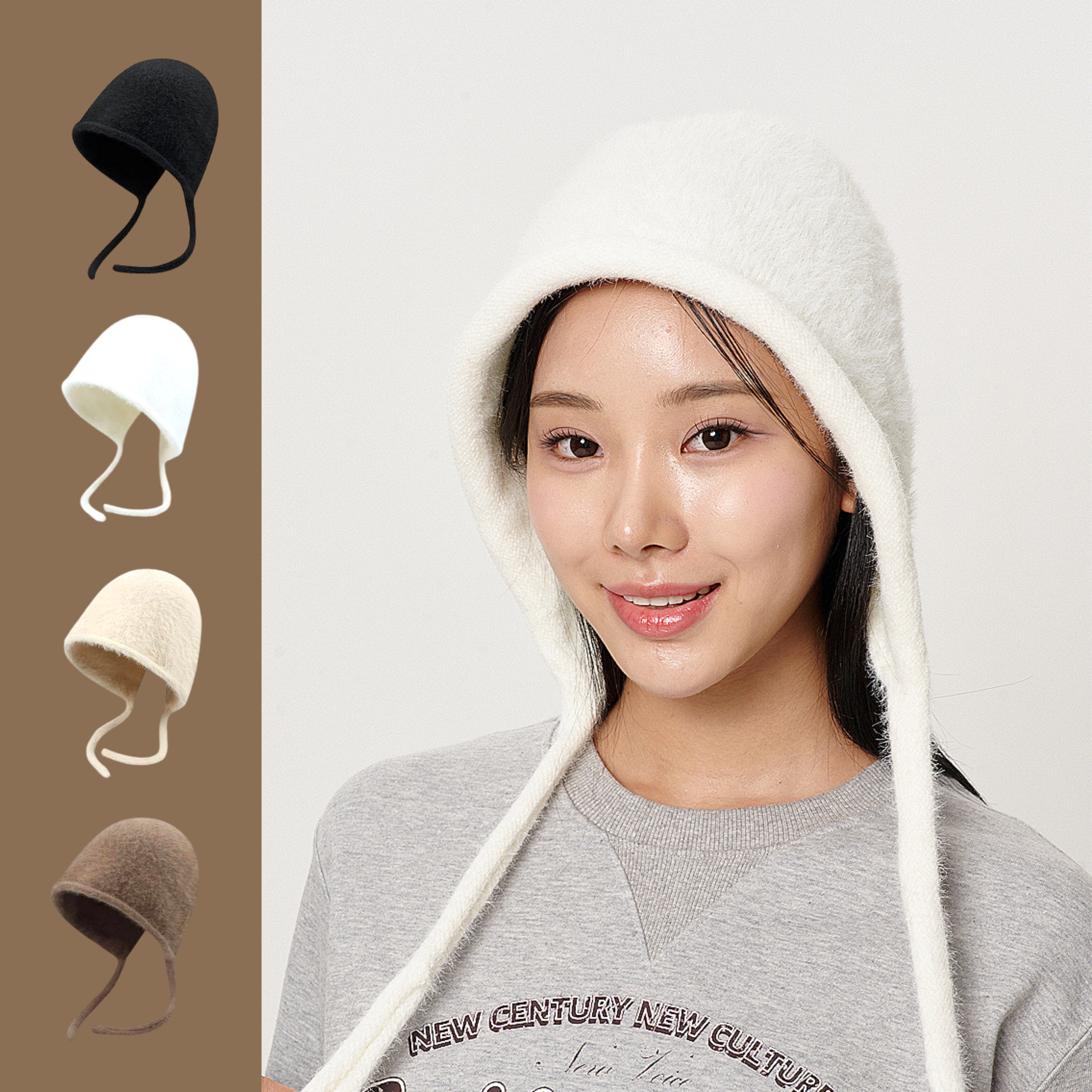 지티오비 여성 귀달이 귀도리 비니 니트 보넷 벙거지 모자 앙고라 14,800원