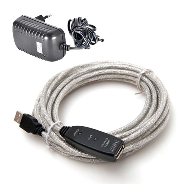 넥스트유 USB05PW 유전원 USB 2.0 거리연장 리피터 케이블 5M / 캐스케이드 최대 45M 연장 / 아답터 제공, 1개 15,900원