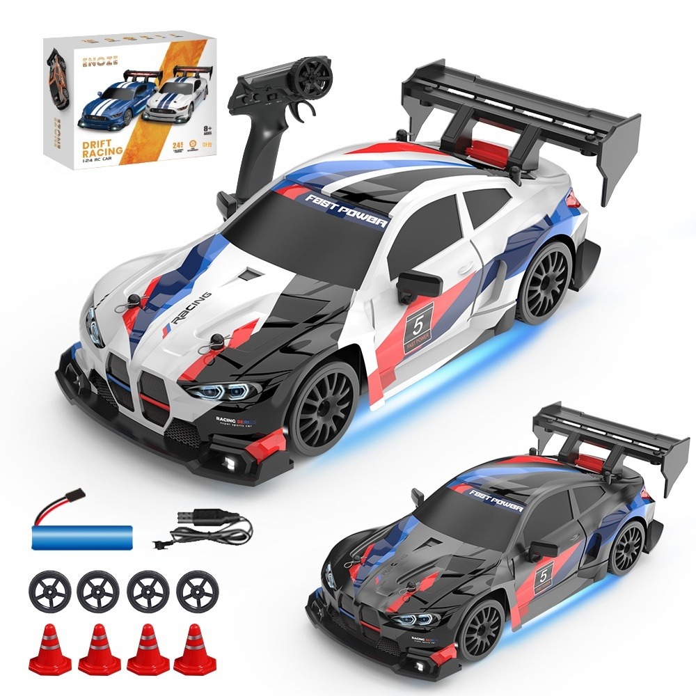 1:24 RC 4륜구동 고속 드리프트 원격 조종 스포츠카 모델 사운드 라이트 장난감, 1개, 화이트 스포츠카 52,800원