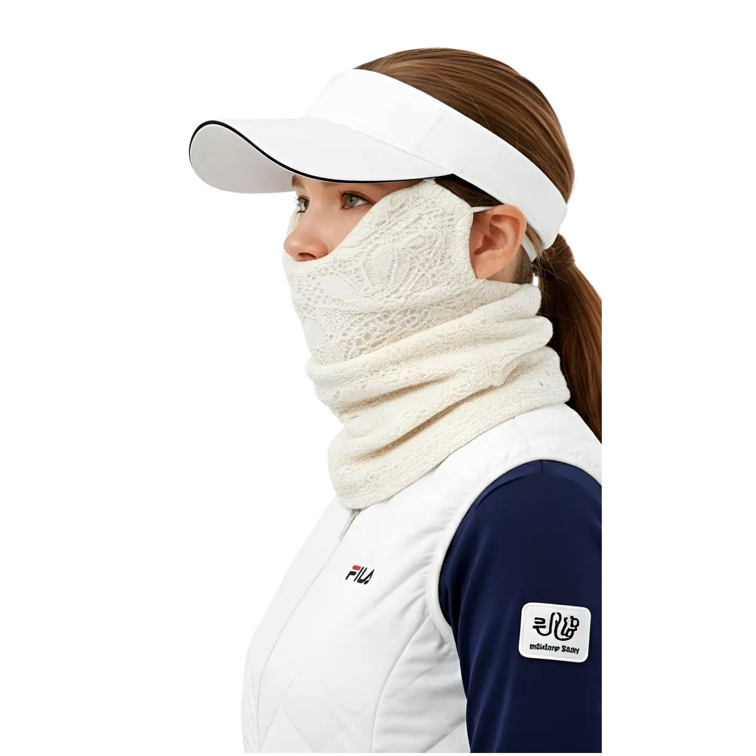 순수한샵 국내제작생산 겨울철 골프 스포츠 야외활동 여성방한마스크 넥워머 SET 상품, 1개, 화이트 29,000원