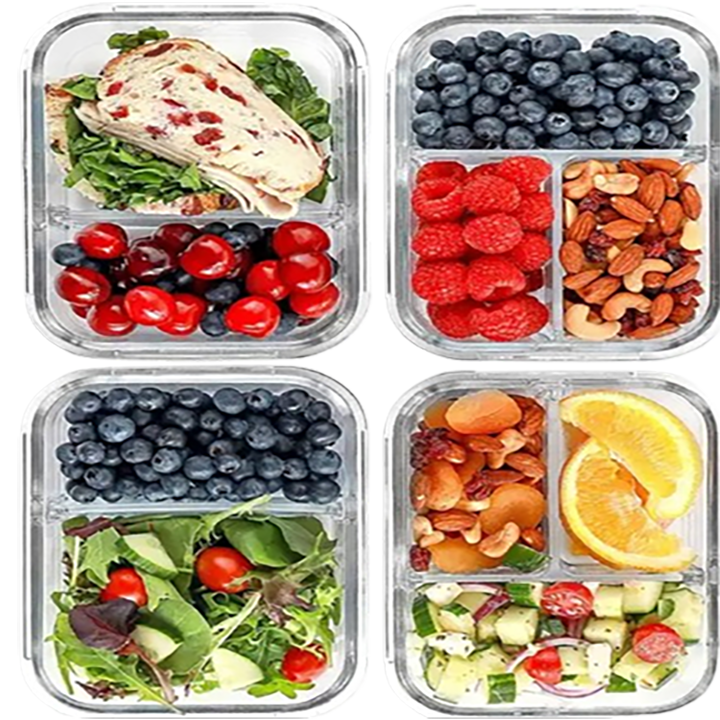 (런칭특가행사) 칸칸 유리나눔 내열유리 반찬통세트 밀폐용기 2P 사각세트, 1세트, 현재가 13,200원