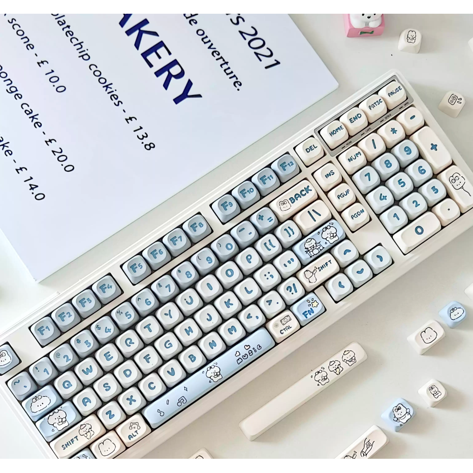 밴드 강아지 귀여운 기계식 키보드 키캡 한글 영문 각인 PBT 염료승화캐릭터 키캡 MOA 프로파일, MX 스위치 호환, 61/64/68/87/96/104/108 배열 키보드 지원, 강아지 17,800원