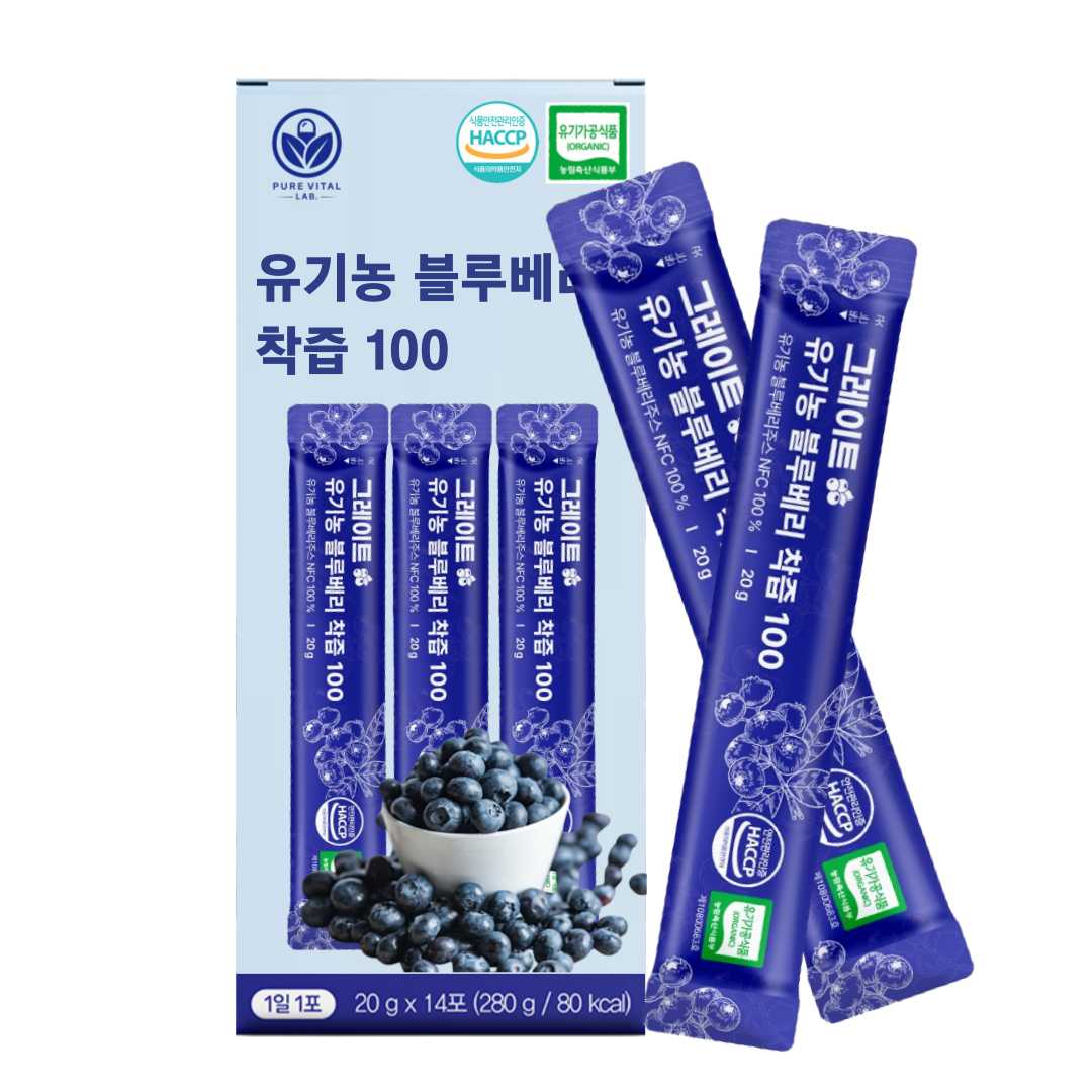 유기농 블루베리 착즙 100 블루베리퓨레 NFC 미국산 퓨어바이탈랩, 1개, 280g 15,800원