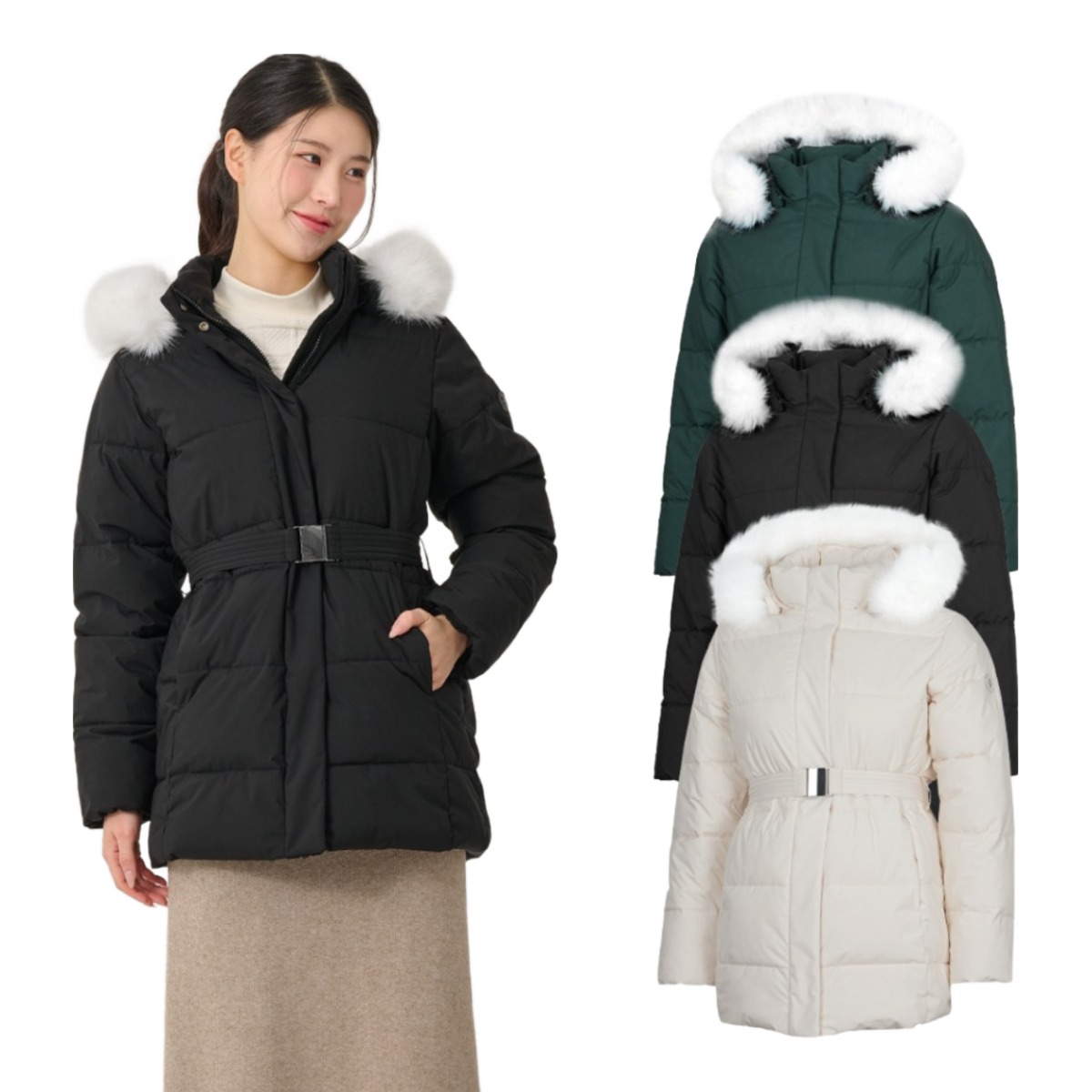 빌트모아 여성 후드퍼 벨트 패딩 자켓 158,000원