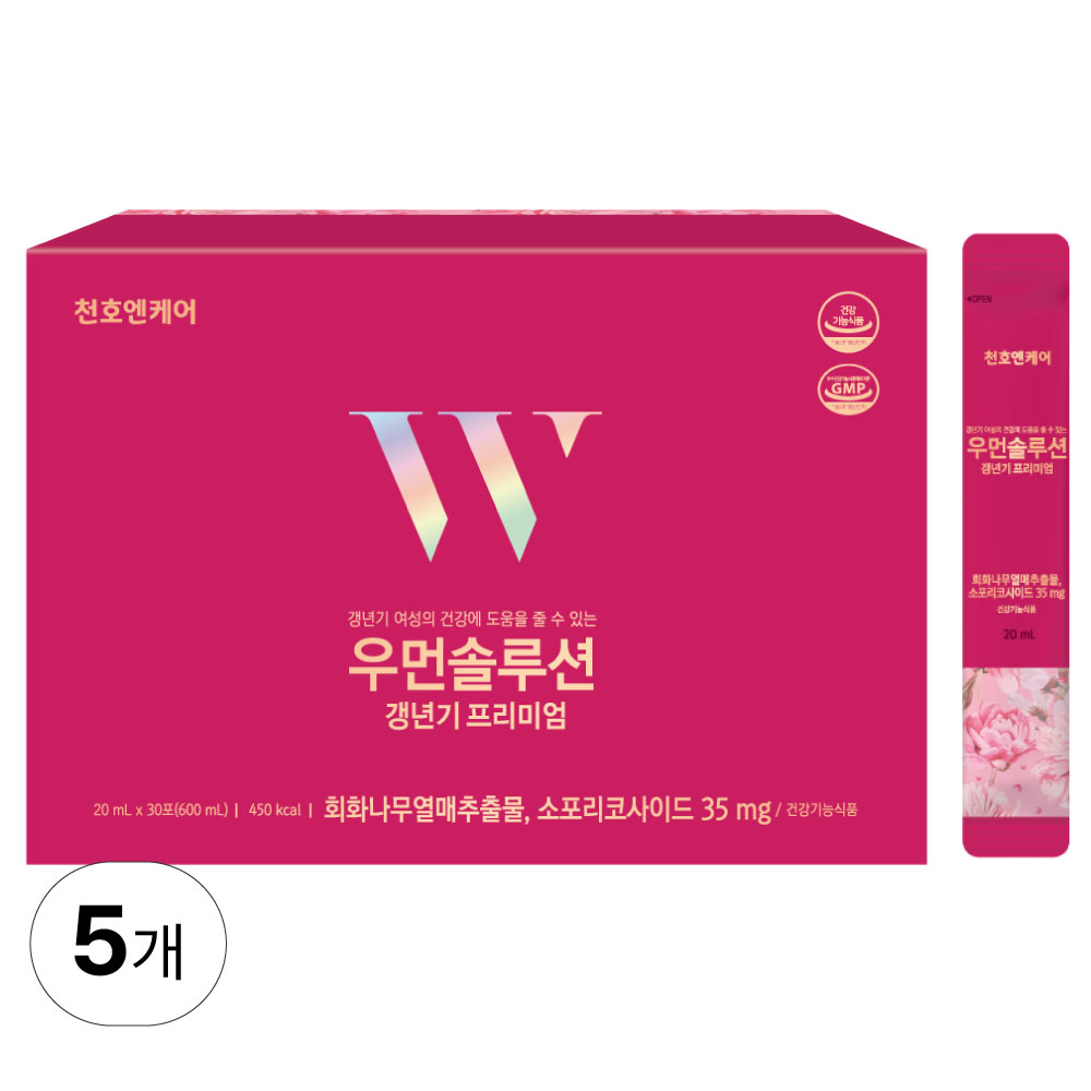 천호엔케어 우먼솔루션 갱년기프리미엄 20ml x30포 갱년기영양제 여성갱년기, 600ml, 5개 165,740원