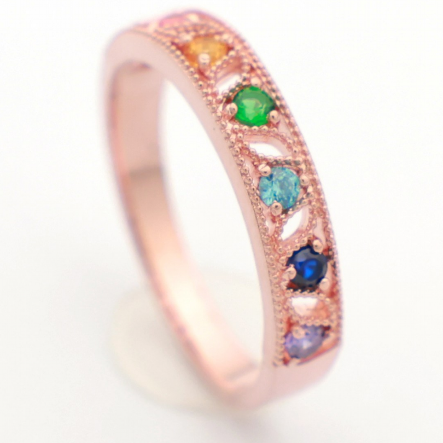 14k 18k 로즈골드 반지 레인보우 무지개 큐빅 행운 패션 심플 데일리 선물 레이어드(R284)체리스쥬얼리 618,210원