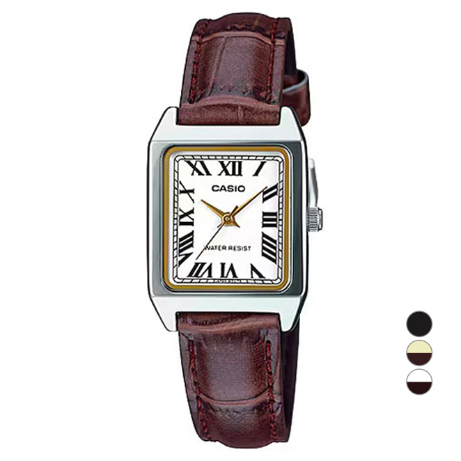 카시오 여성용 아날로그 사각 가죽 손목시계 LTP-V007L + 배터리교환권 세트 32,400원