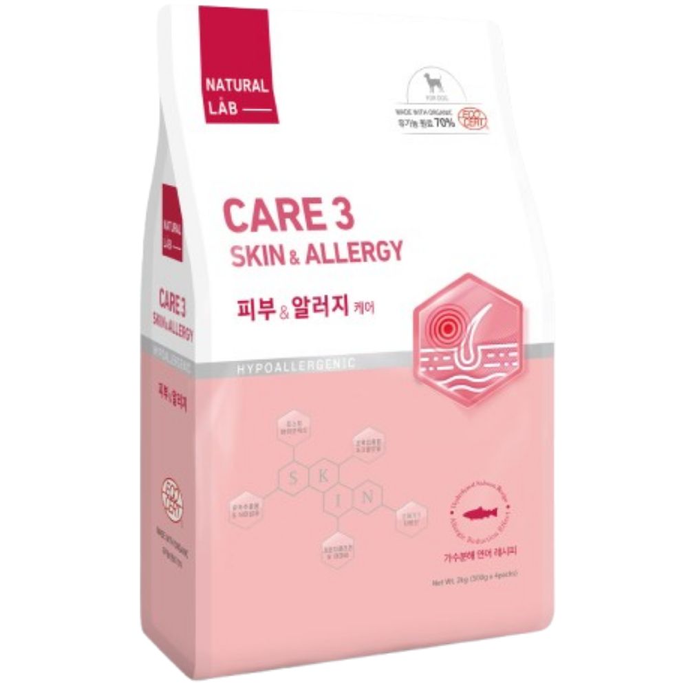 네추럴랩 케어3 유기농 70% 강아지기능성사료 피부&알러지 케어 6kg 닥터소프티즈 칭찬간식 200g 68,000원