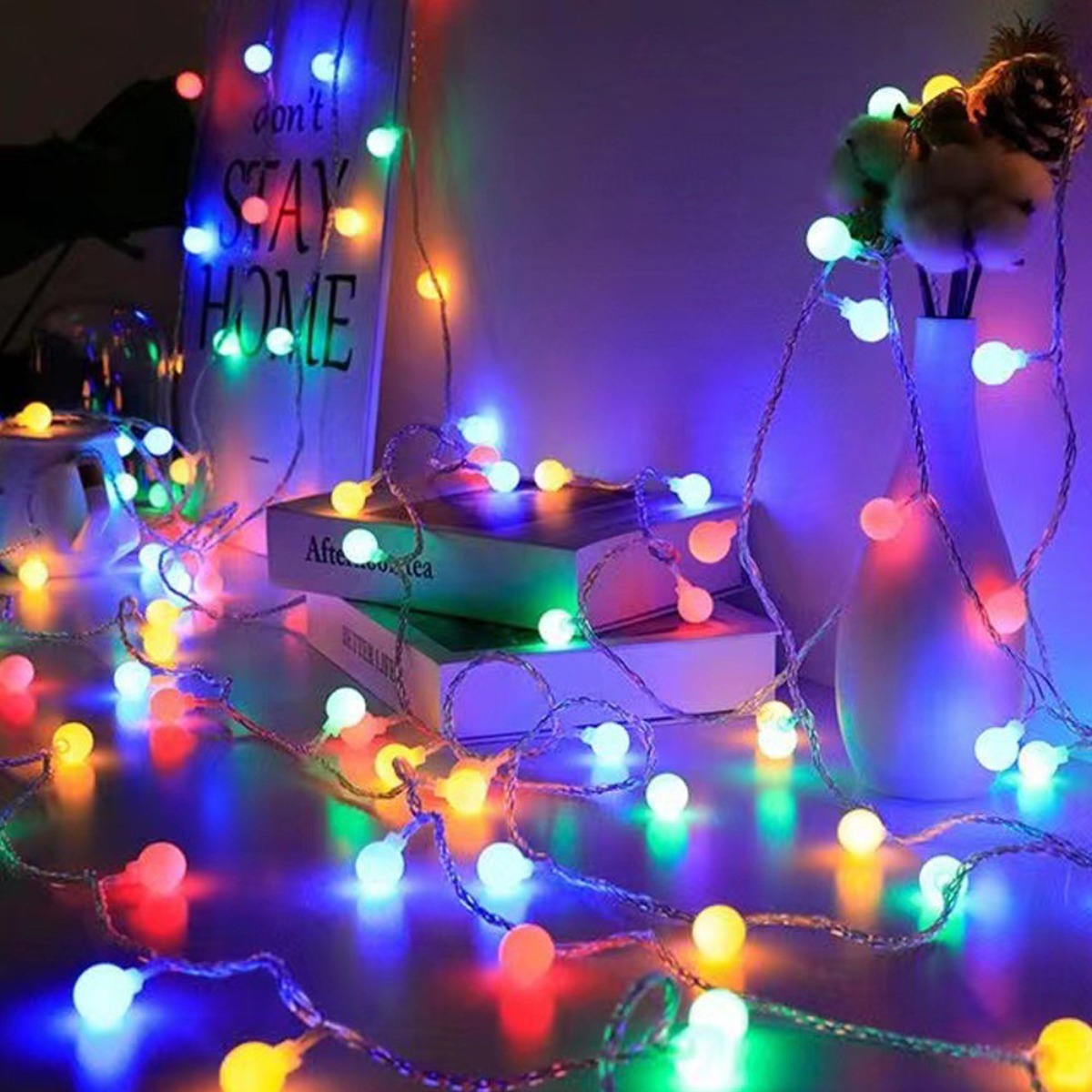 HK.sell 태양열 USB 투톤컬러 앵두전구 200구, 웜화이트+RGB컬러, 1개 29,900원