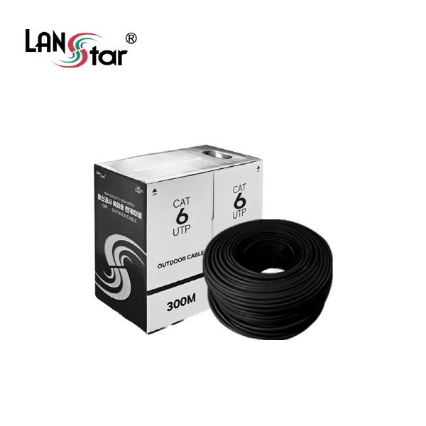 LANstar CAT.6 UTP 옥외용 랜케이블 300M LS-C6OD300 블랙 2중피복 단선 OUTDOOR 실외 랜선 공사용 LSZH 1Gbps 250MHz 74,000원