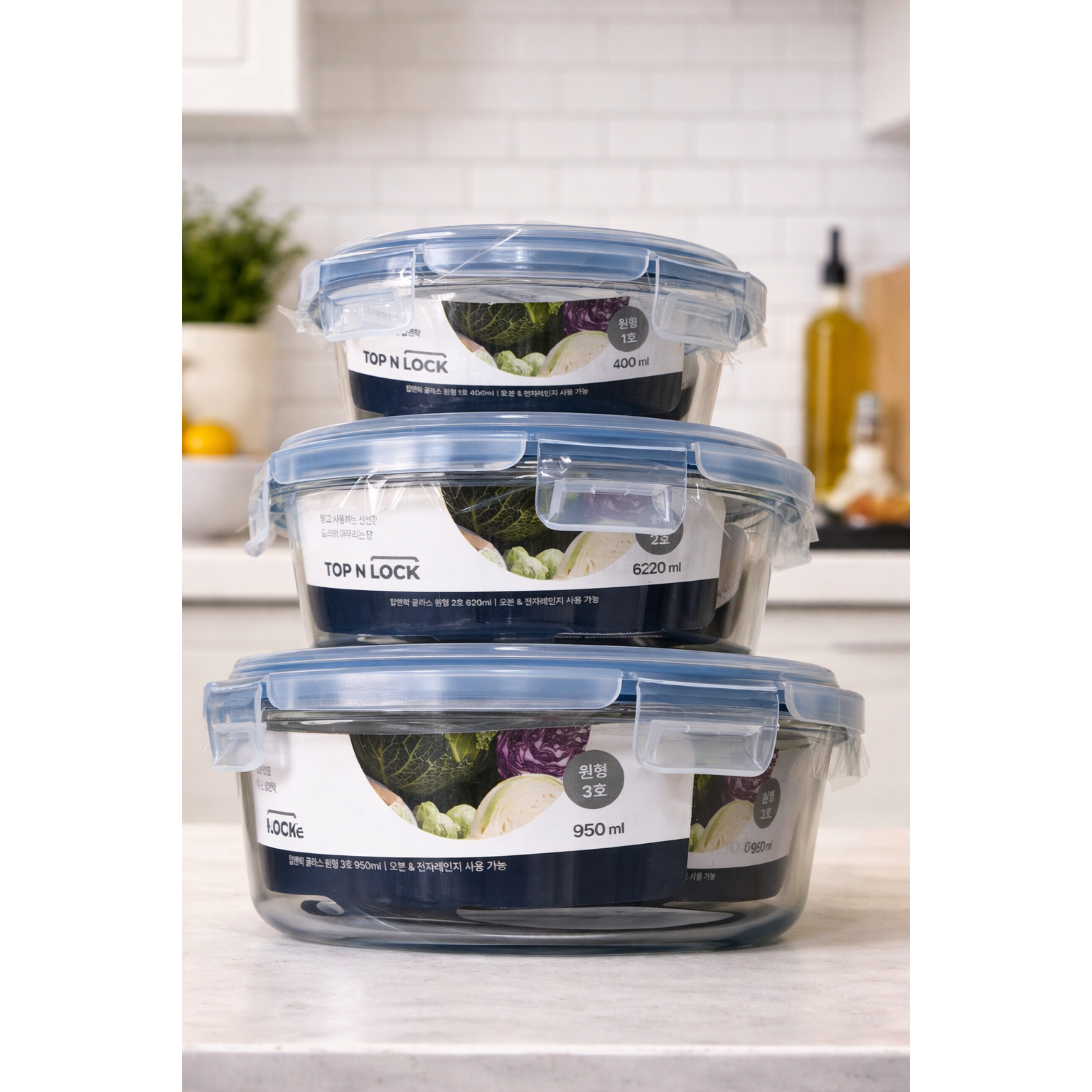 탑앤락 내열유리 반찬통 탑앤락 글라스 밀폐용기 원형, 원형 1호 400ml, 1개 1,900원