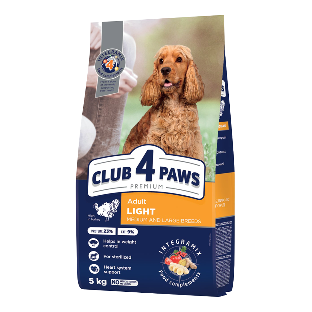 클럽4포우즈 프리미엄 라이트 어덜트독 미디움&라지브리드 스테럴라이즈드 웨이트컨트롤 칠면조 5kg, 5kg, 1개 46,000원