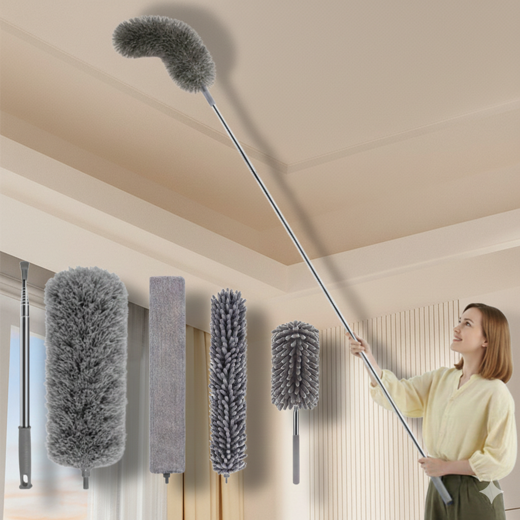 무이코 4종세트 길이조절 250cm 다회용 정전기 먼지털이 차량겸용, 그레이, 1세트 15,900원