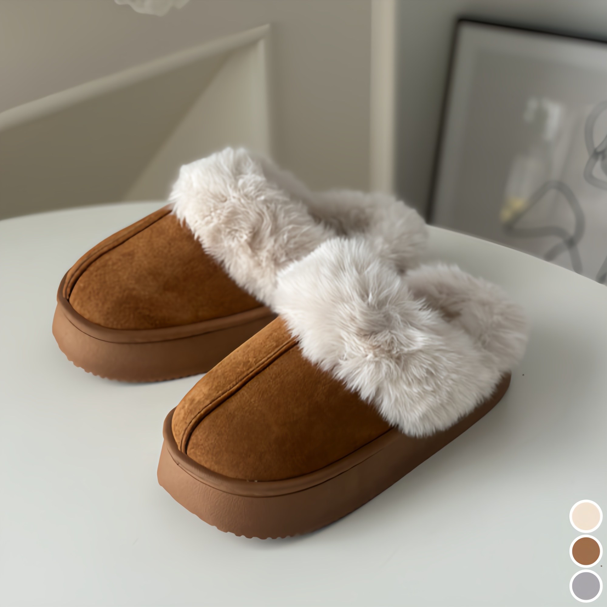 브이럽스 미끄럼없이 발편한 퍼 털슬리퍼 실내화 11,900원