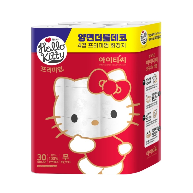ITC 헬로키티 프리미엄 레드 4겹 천연펄프 고급 롤 화장지, 30m, 30개입, 1개 23,100원