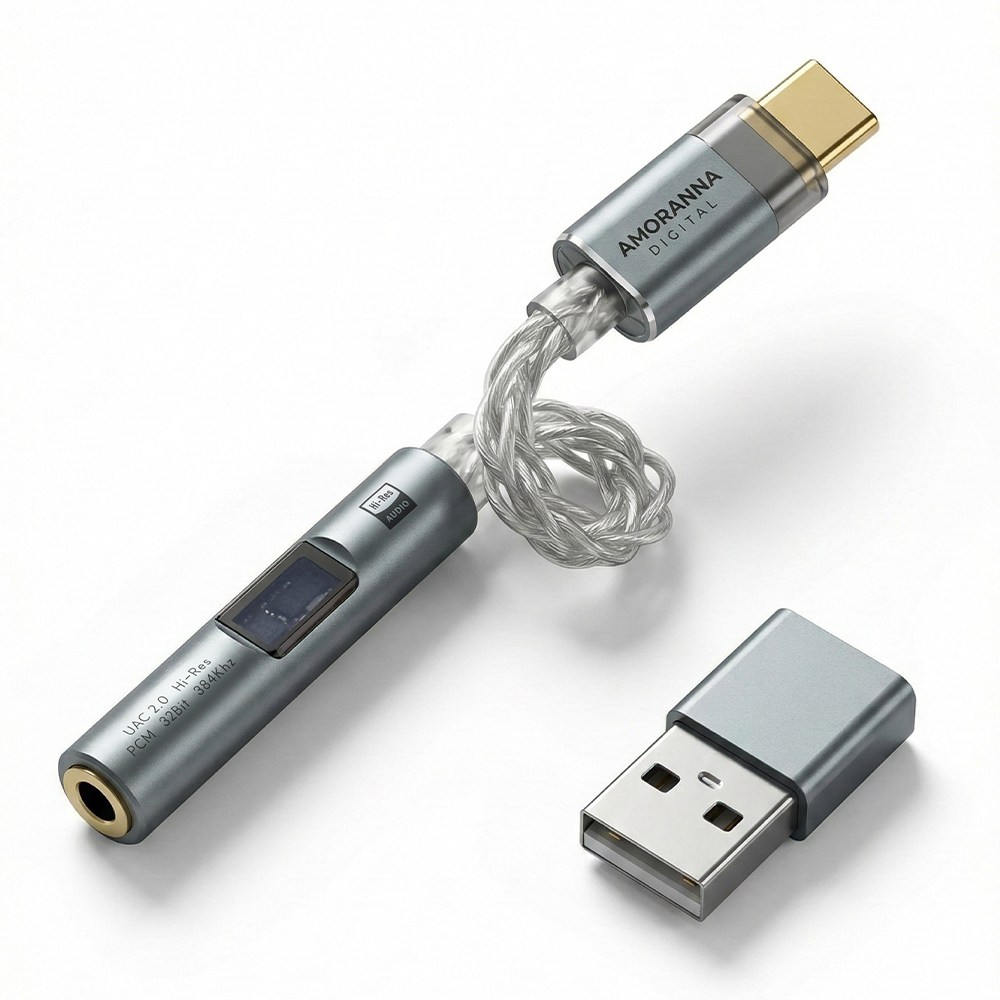 아모란나 C타입 듀얼 칩셋 DAC 꼬다리덱 CX31993 MAX97220 이어폰 앰프 헤드폰 젠더, 메탈 그레이, 1개 29,990원