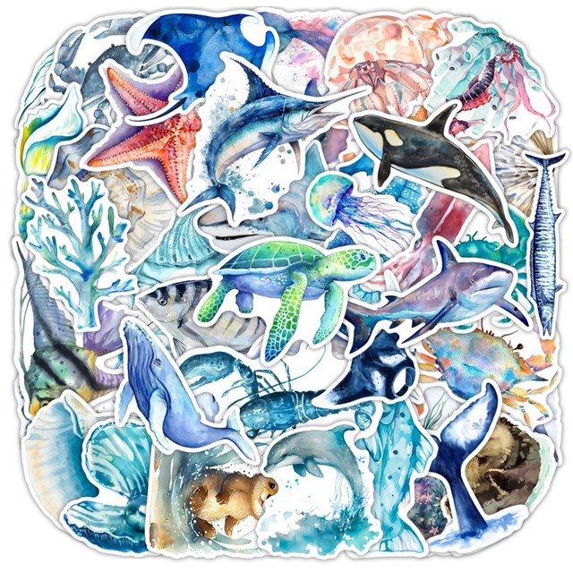 바다 동물 스티커 B형 세트 고래 거북이 돌고래 물고기 해양 생물 다꾸 4,500원