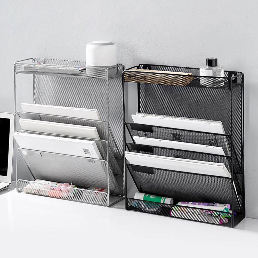 오피스 데스크 서류정리함 5단 파일 꽂이 서류 책상 정리수납 선반, 실버 26,000원