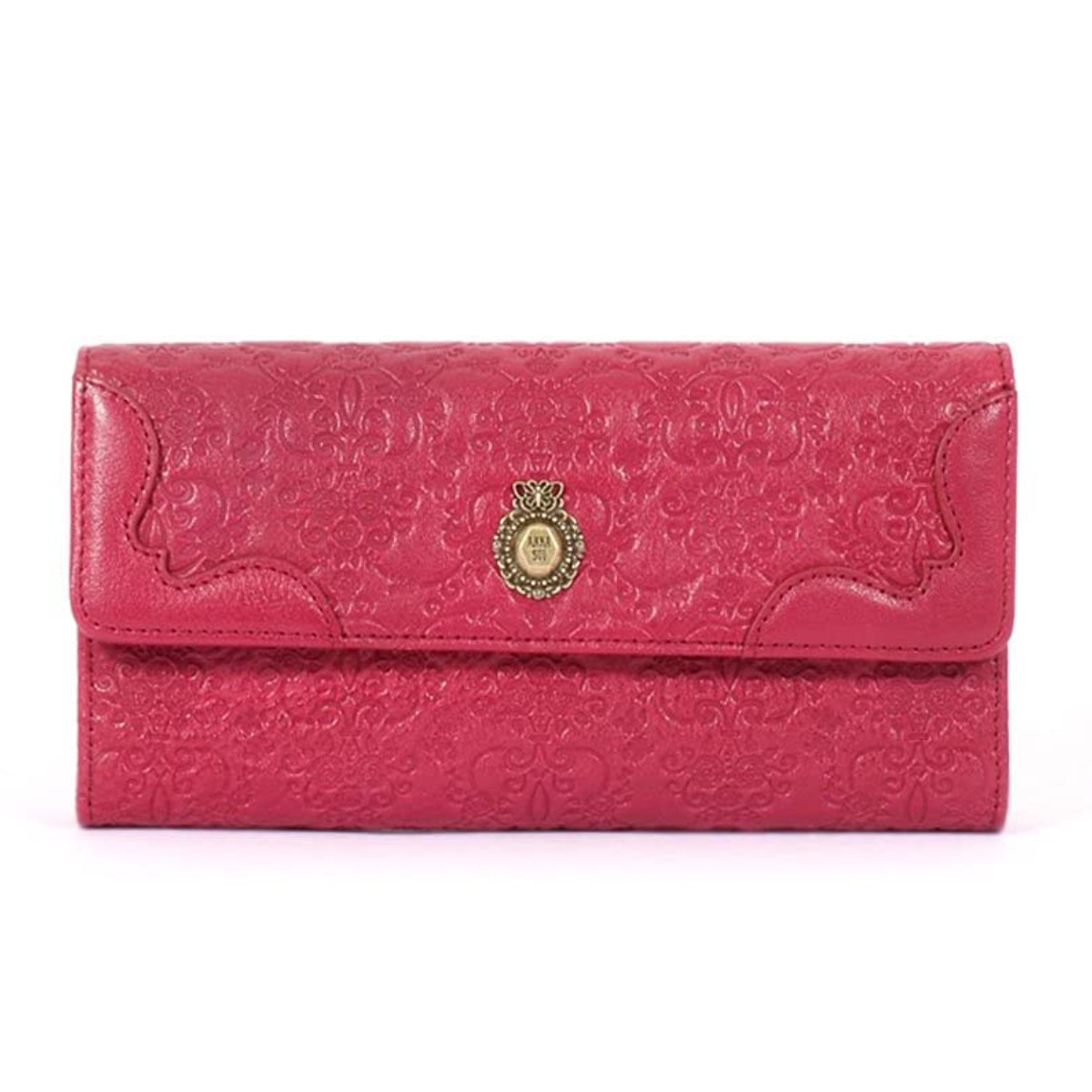 [안나 수이] 여성 가죽 지갑 빈티지 로즈 구금 플랩 길이 지갑 Red 240,700원