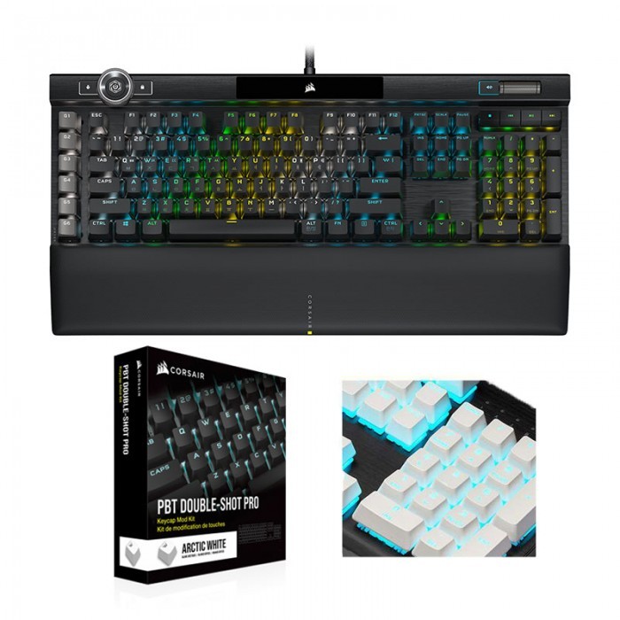 커세어 CORSAIR K100 RGB MX SPEED 한글+PBT Double-shot Keycaps Pro (은축, 화이트) 373,870원