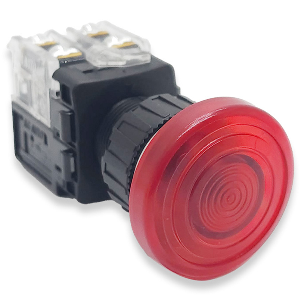 KG오토 매입형 조광형 자기복귀 비상정지 스위치 25파이 빨간색 푸쉬버튼 램프 25mm 11,300원