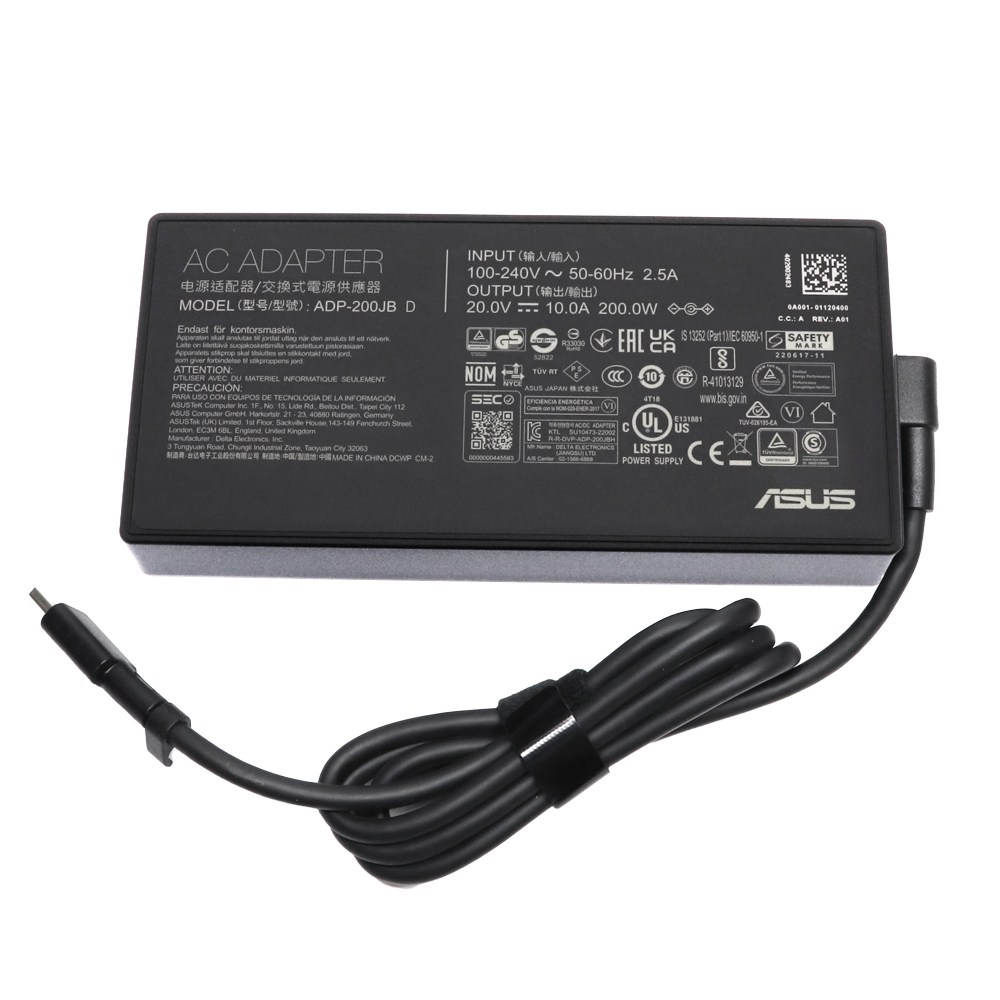 ASUS 20V 10A 200W 직사각팁(Rectangle) 노트북 전원 정품 어댑터 충전기 전원케이블 포함 ADP-200JB D, 1개, 200W 직사각팁+전원케이블 89,000원