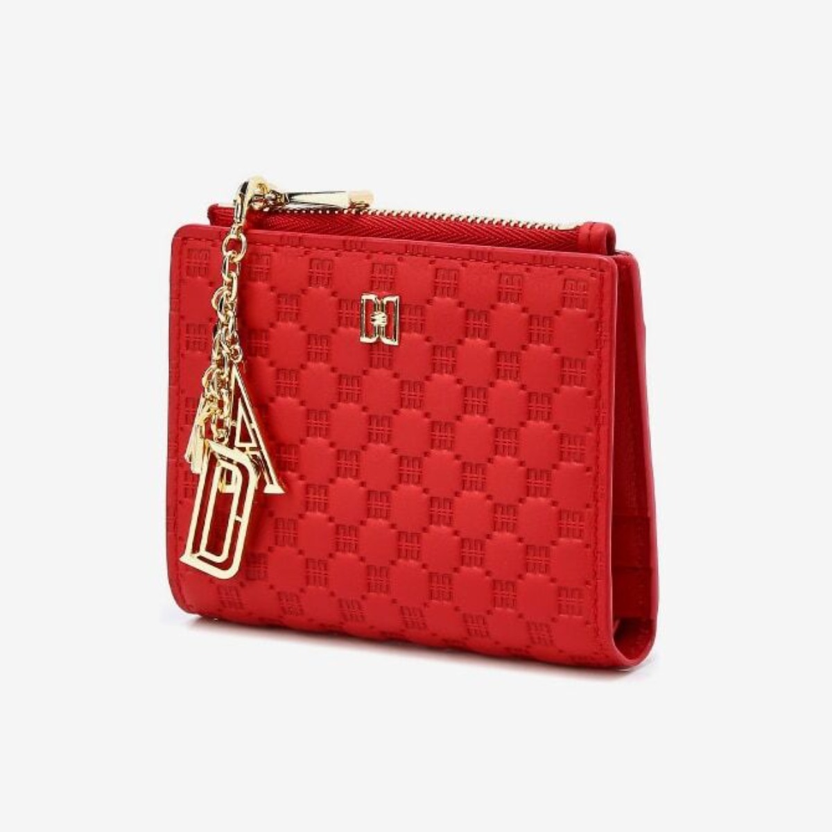 [국내백화점] 닥스 여성 루이스 레드 DD 로고 패턴 소가죽 반지갑 151,920원