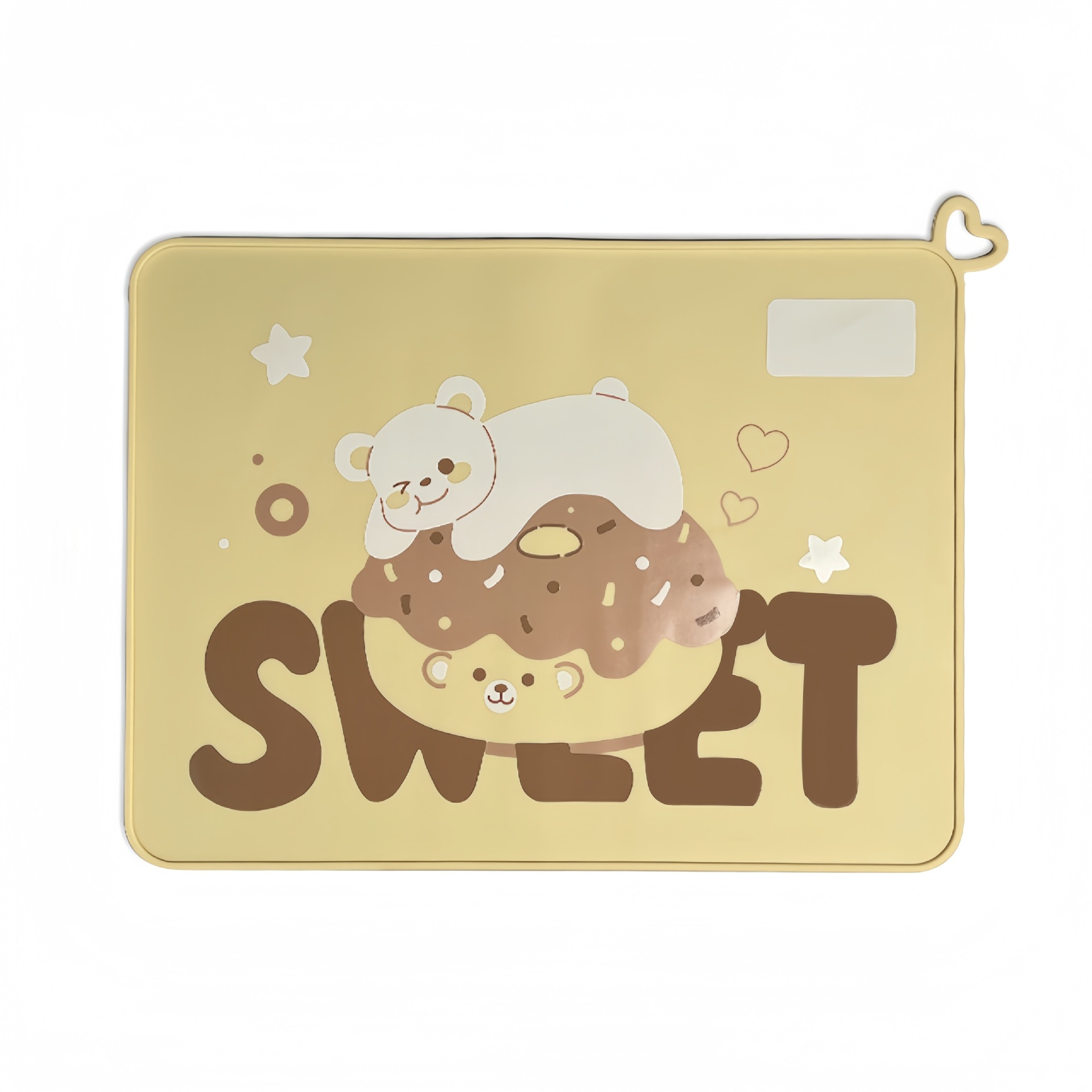 다다란 테이블 유아 아기 흘림방지 실리콘 식판 식탁매트, 1개, 31x41, 도넛 곰돌이 14,900원