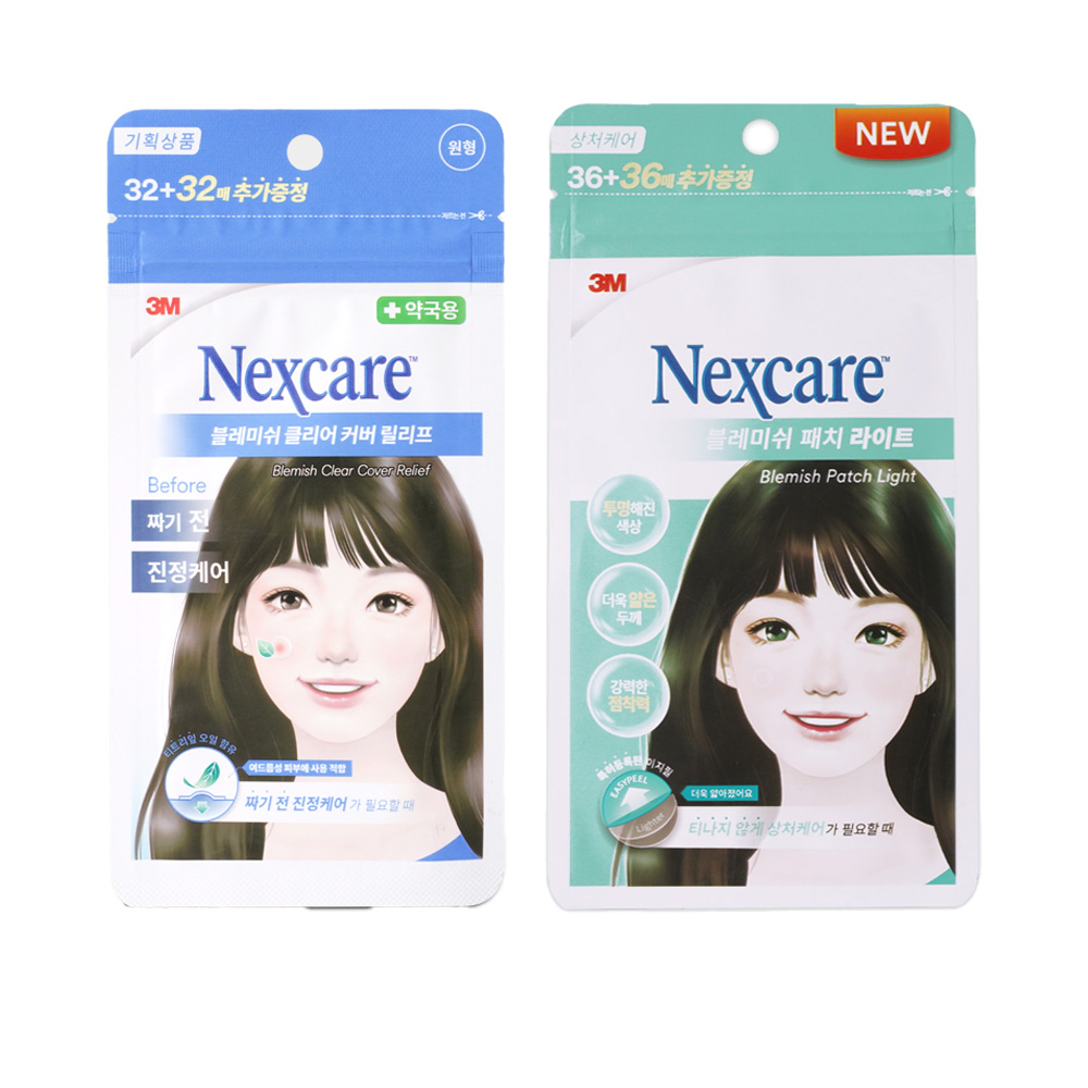 3M 넥스케어 블레미쉬 클리어커버 릴리프 64매입*1개 + 라이트 72매입*1개, 1세트, 136개입 12,200원