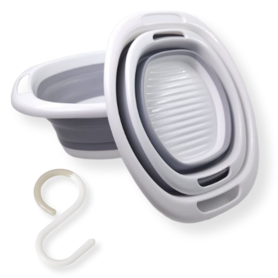 [S자고리 증정] 생활공감 접이식 대야 (중) 1개 빨래판 일체형 (실리콘 S자고리 1개 증정) 그레이+화이트, 1개 9,020원