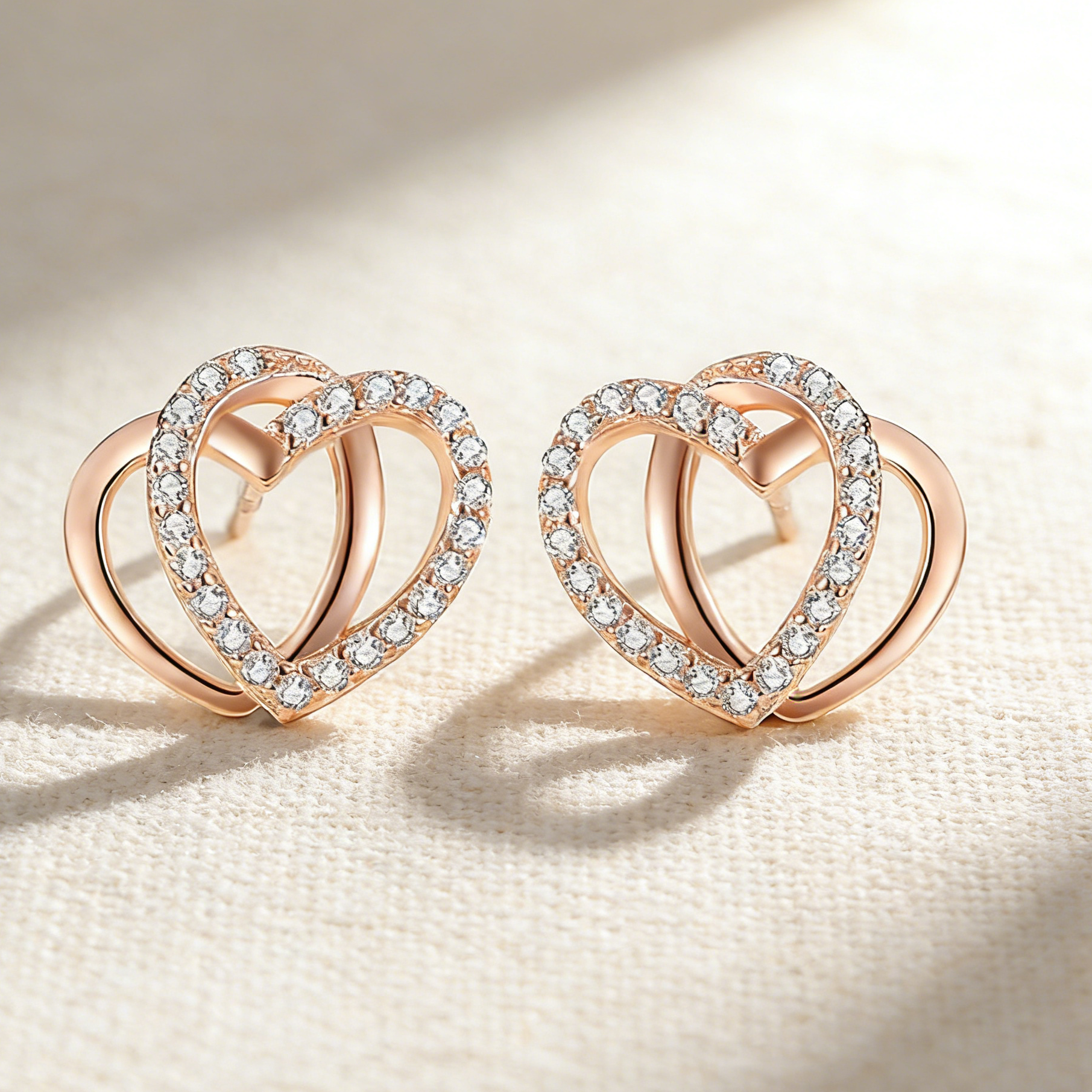 NovaLov 14K 도금 이중의 하트 귀걸이 피어싱 미니 패션 주얼리 55,500원