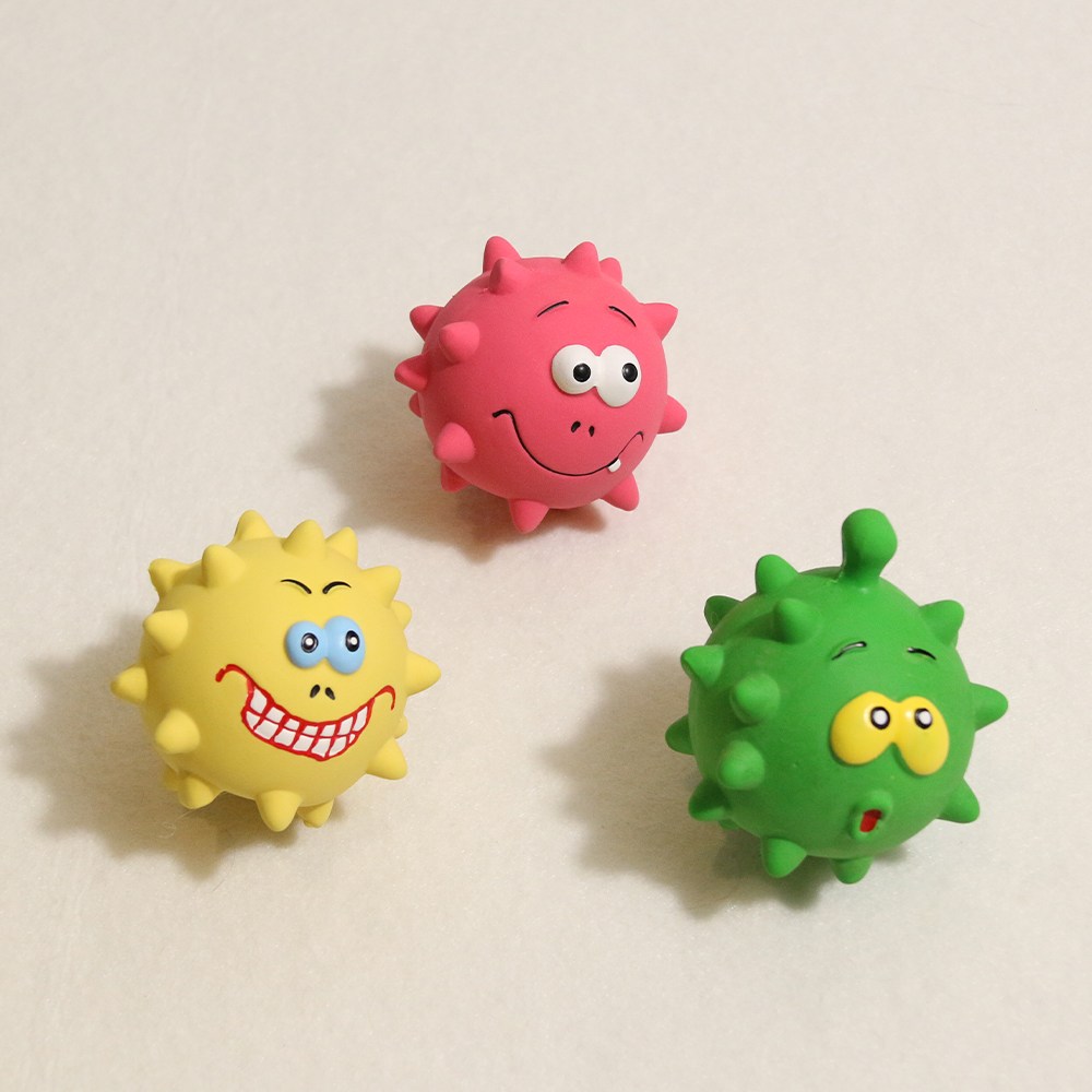 드림계곡 반려동물 삑삑이 몬스터 라텍스 강아지 장난감 공 3p, 1개, 빨강색 초록색 노랑색 14,900원