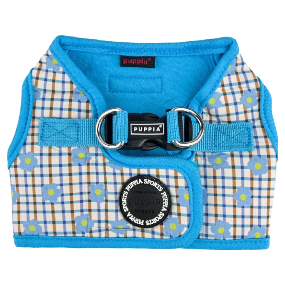 퍼피아 반려동물 웨슬리 체크 플라워 조끼형 하네스 HB2312, 스카이블루, 1개 26,000원