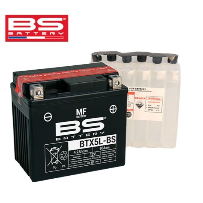 BS배터리 BTX5L-BS 12V 4.2Ah (유아사 YTX5L-BS) 위즈, 아우라, 커브100, 플림100 등, 1개, BTX5L-BS 32,000원