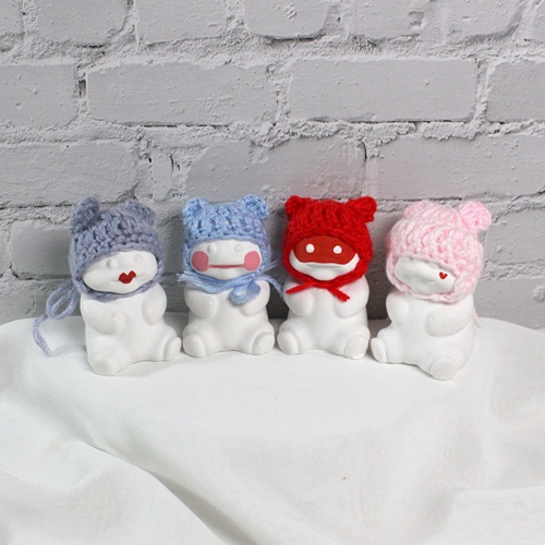 캔들바다 석고 데코 - 뜨개 곰돌이 귀달린모자 ( 색상 선택 ) 데코파츠, [ 핑크 ] 990원