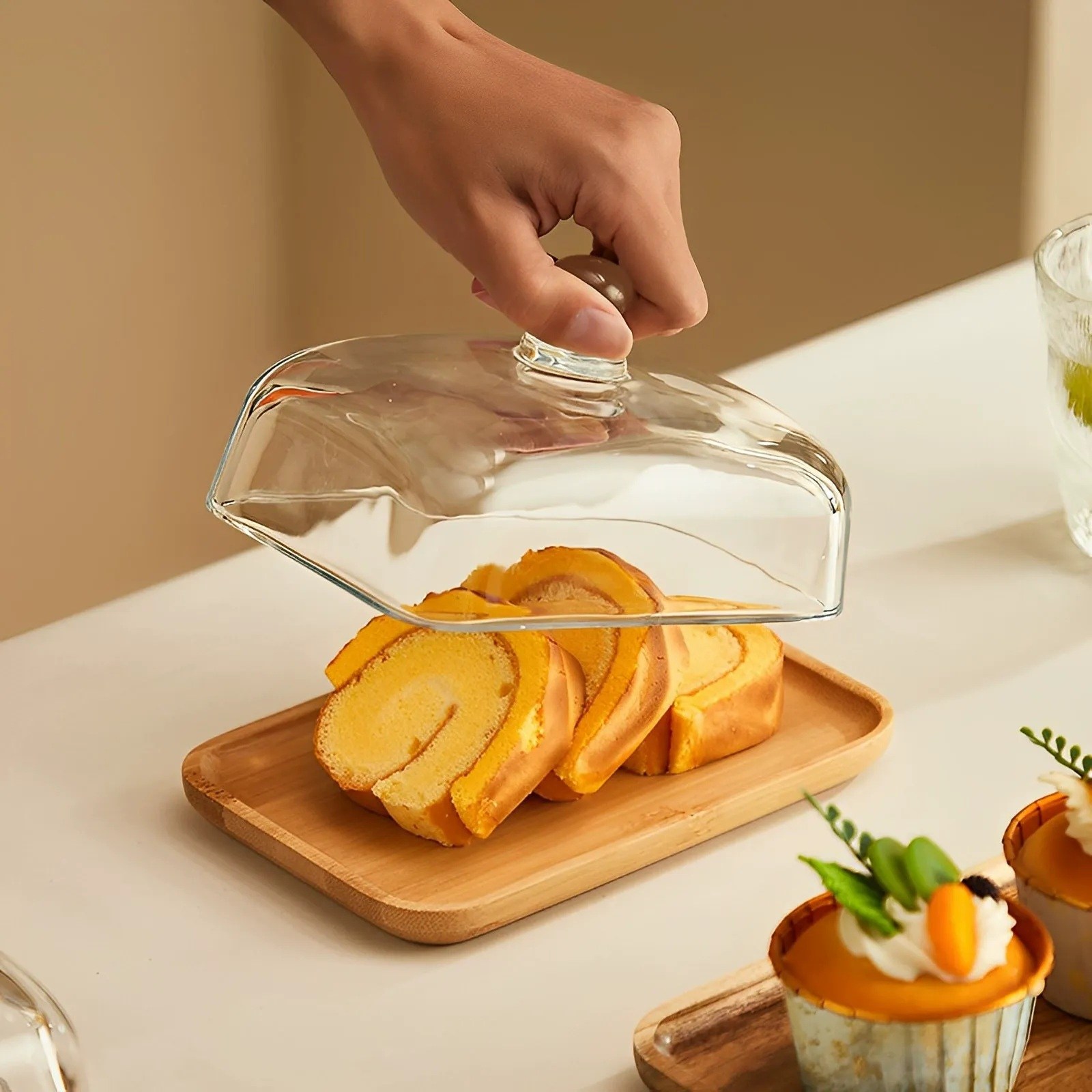 원목 베이커리 디저트 트레이 + 보관용 투명 커버 돔푸드 덮개, 1개, 우드 19,500원