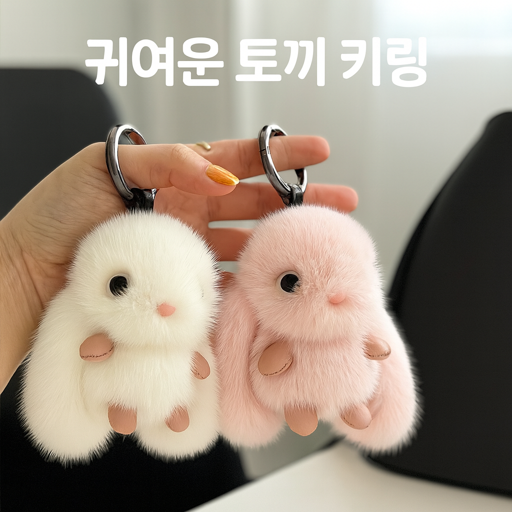 툴이모니 부드러운 천연 토끼 인형 가방고기 열쇠키링 11,900원
