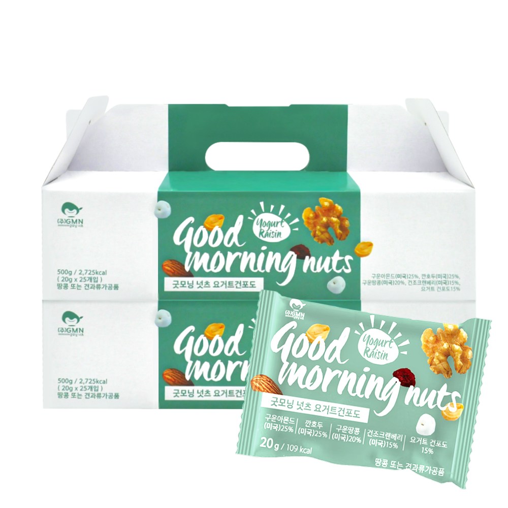 굿모닝너츠 하루한줌견과 건포도요거트, 500g, 2개 27,900원